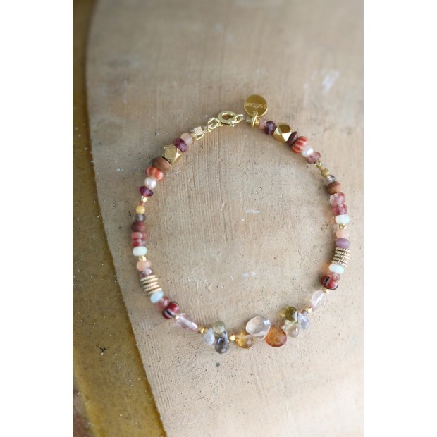 5 Octobre sidabro apyrankė su spalvotais brangakmeniais